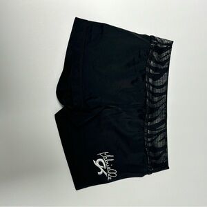 Black spandex with gray detail on the waist